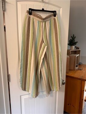 Cato Striped Casual womans Pants in Cream, Tan, Green & Blue